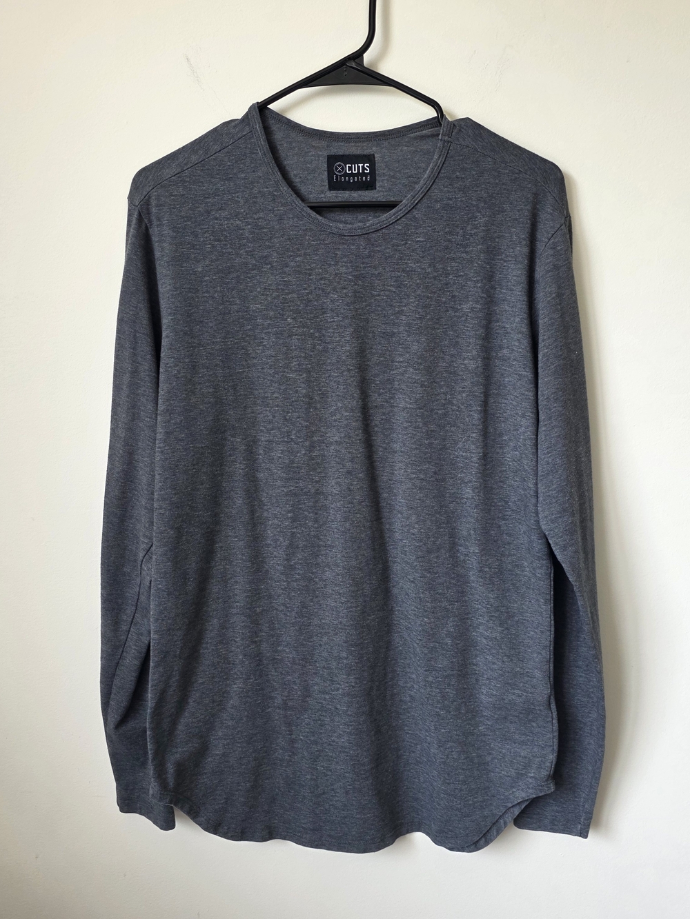 CUTS Clothing Elongated Long SleeveTee Crewneck Shirt Dark Gray Men’s M Stretch